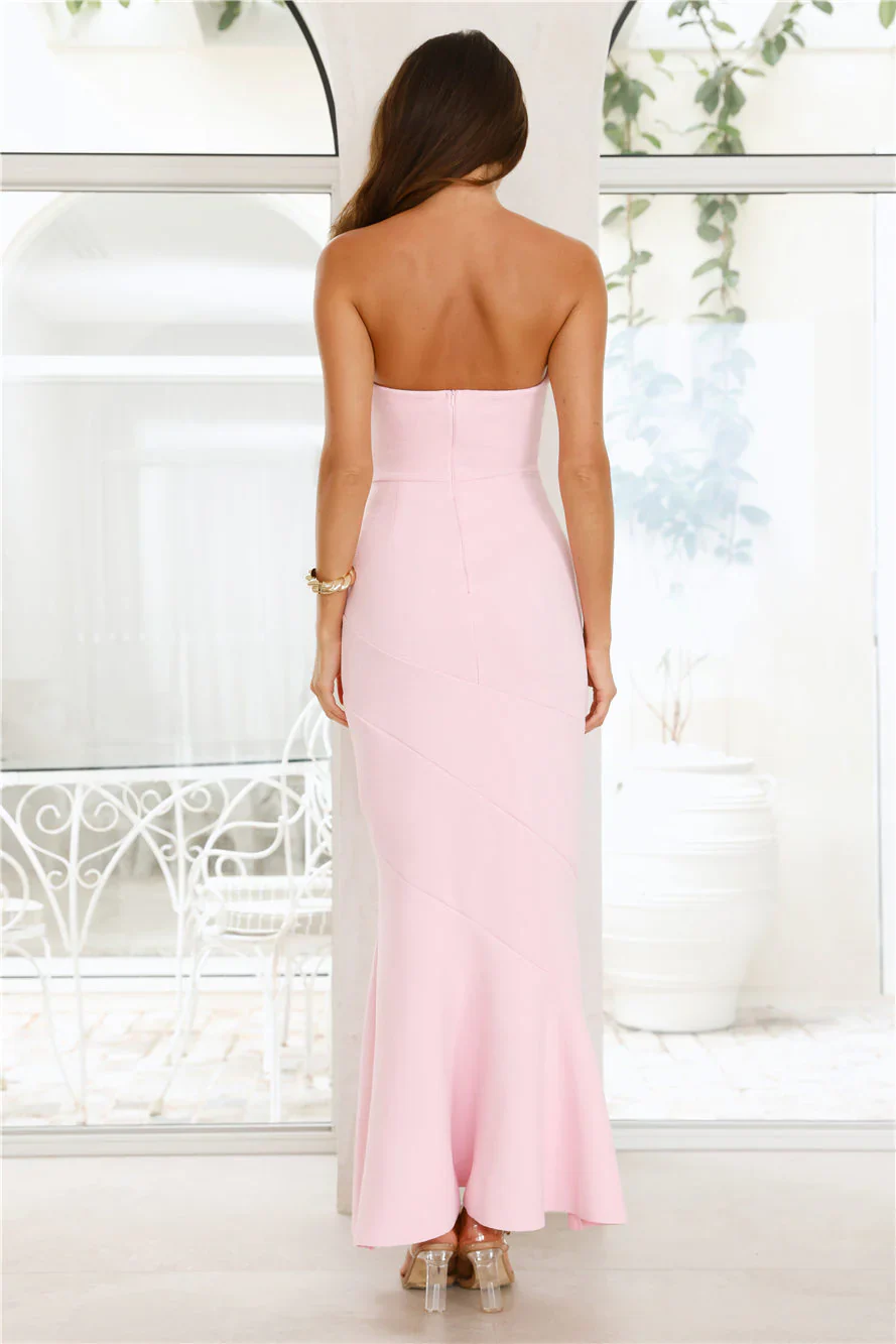Luxe Reverie Strapless Maxi Dress Pink