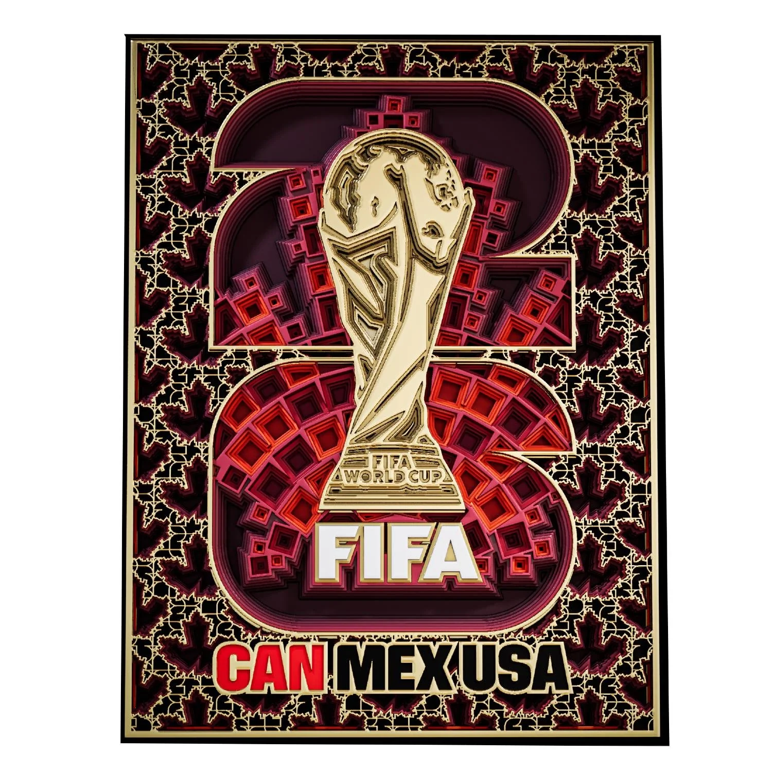 2026 Soccer Fan Collection Canada Host Country Emblem 3D Wood Art Frame