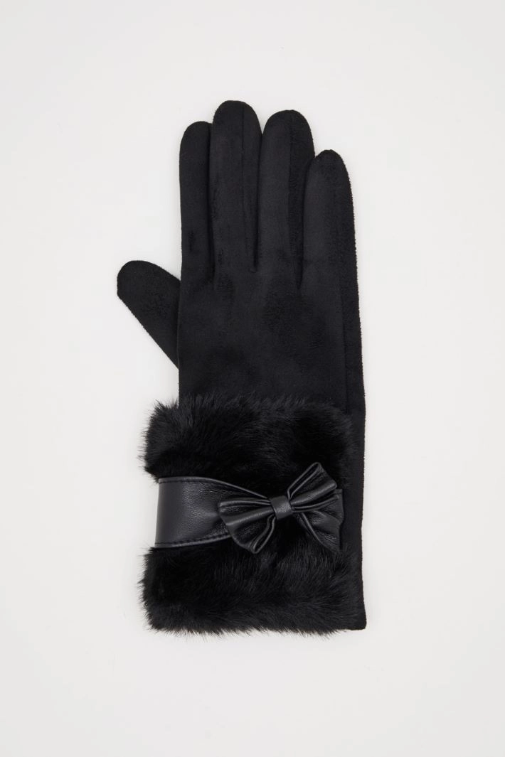 Velvet effect gloves - BLACK