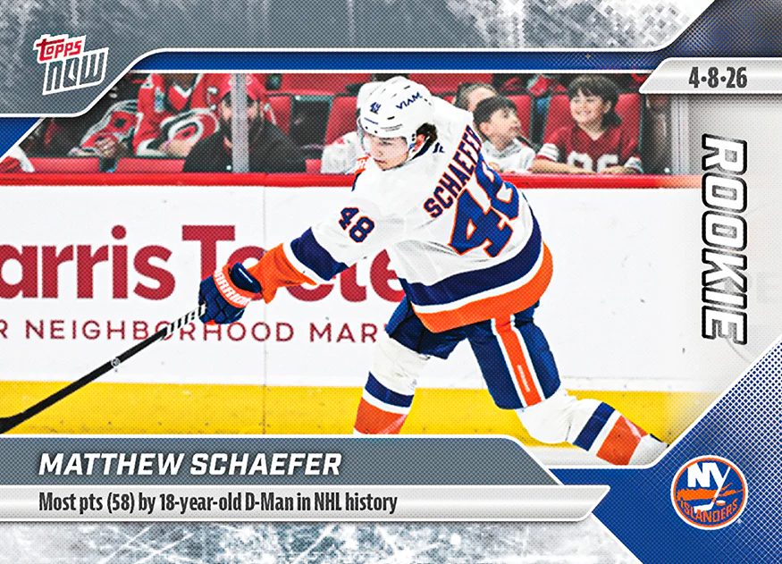 Matthew Schaefer - 2025-26 NHL Topps NOW® - Sticker # 142 Pack - PR: 1705