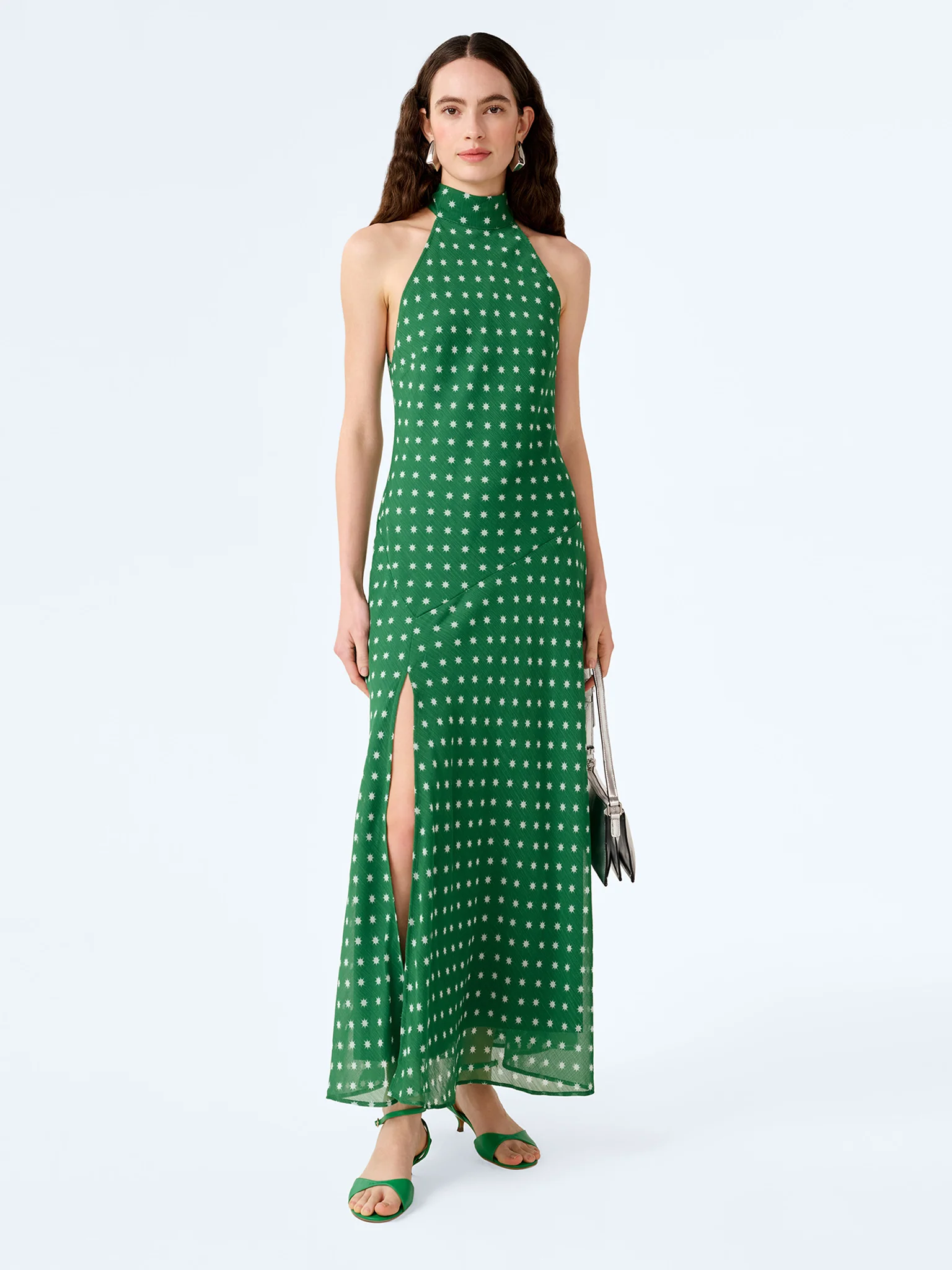 Elsie Dress in Green Starburst