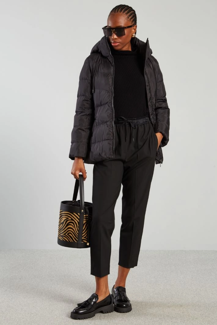 Belted down jacket - BLACK