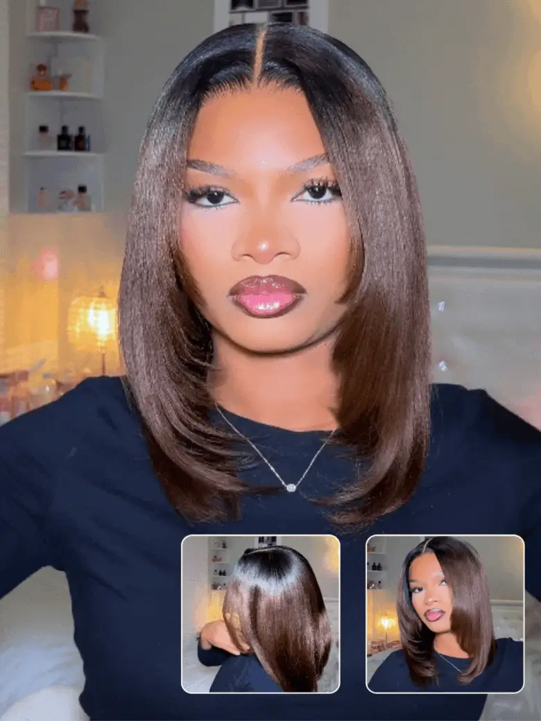 Extra 70% OFF | Sunber Bye Bye Knots Wig 7x5 Glueless Lace Black to Chestnut Brown Ombre Yaki Straight Wig With Bleached Knots
