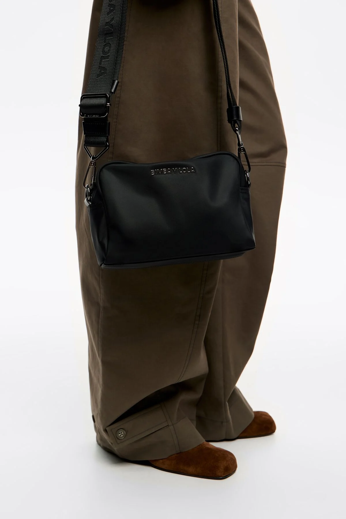 Black nylon crossbody bag