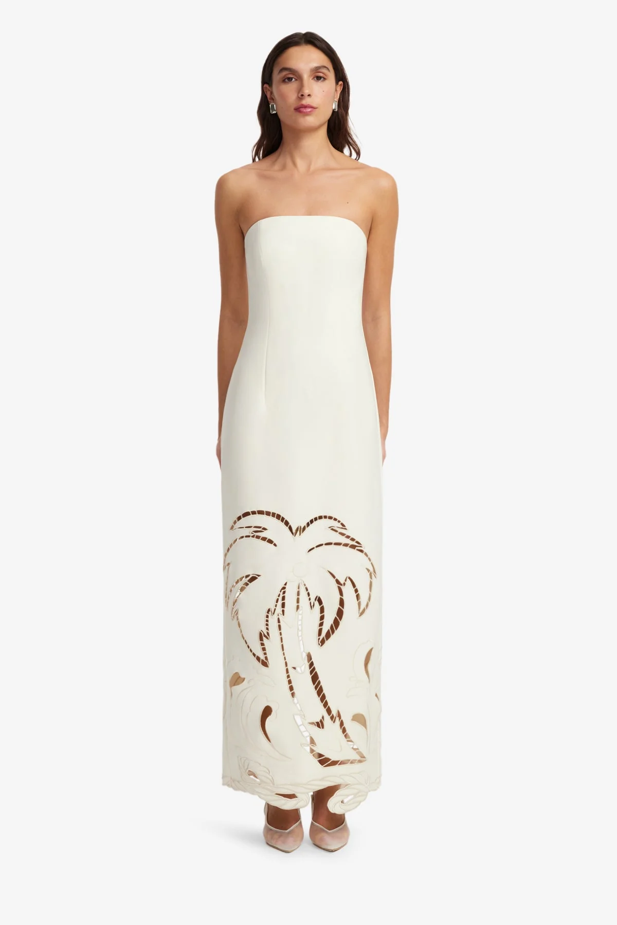 Rayna Palm Bustier Maxi Dress - Vanilla