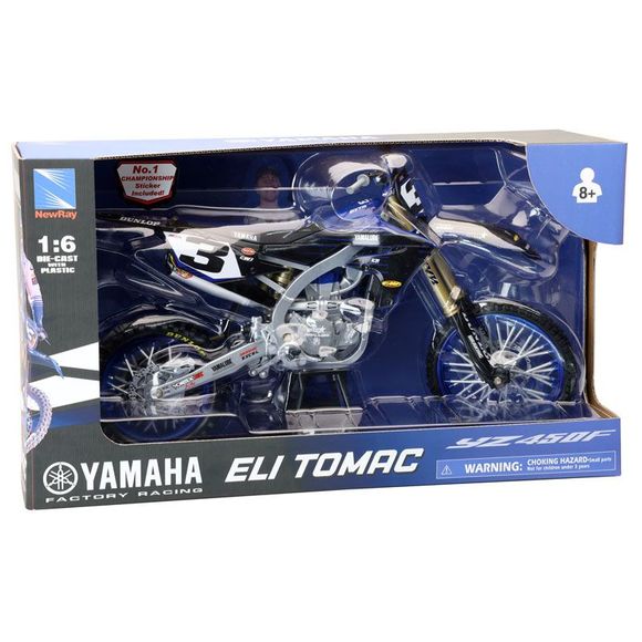 Newray Motorcycle Miniature Yamaha 450 YZF Eli TOMAC - Scale 1/6 - BlueRef: NRY0014 / 49713