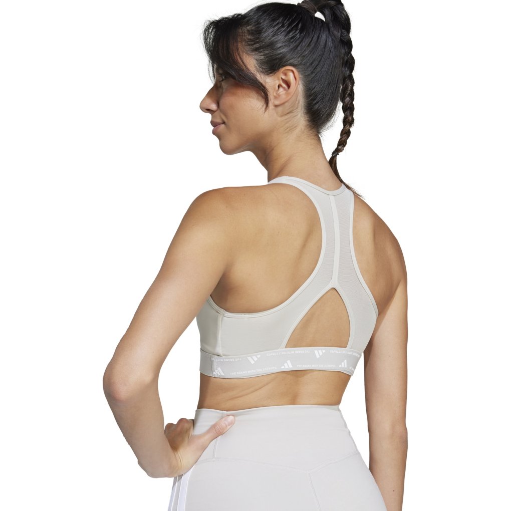adidas Powerreact Training Medium Support Sports Bra - wonder alumina/white JJ0879
