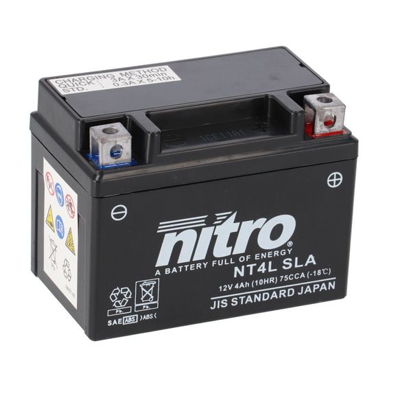 Batterie Nitro NT4L SLA FERME TYPE ACIDE SANS ENTRETIEN/PRÊTE À L'EMPLOIRef : NT4L SLA