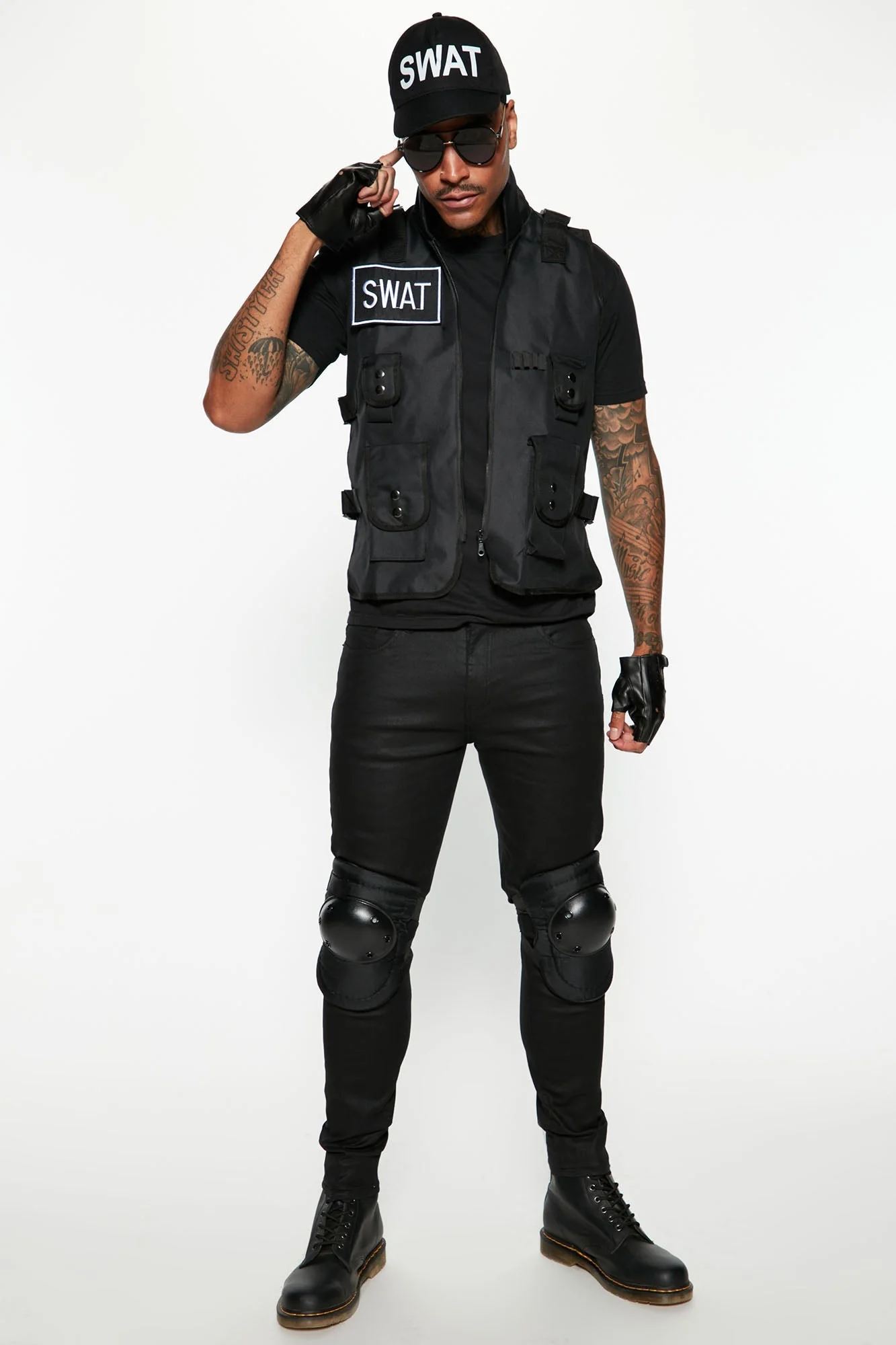 Swat Boss 4 Piece Costume Set - Black
