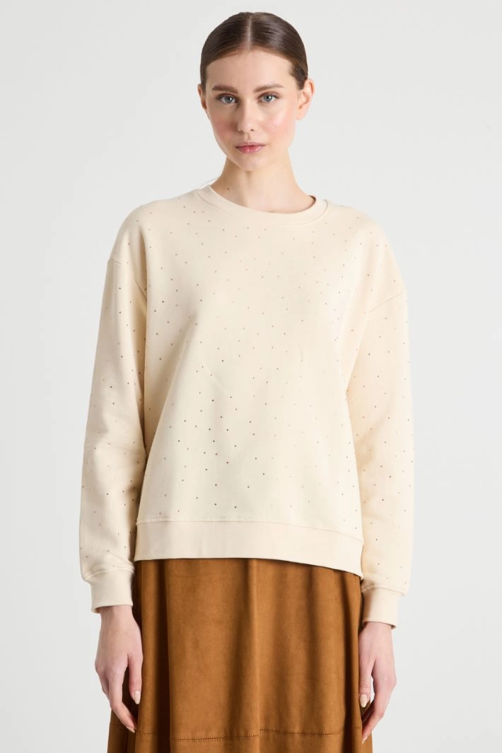 Rhinestone-embellished sweatshirt - IVORY