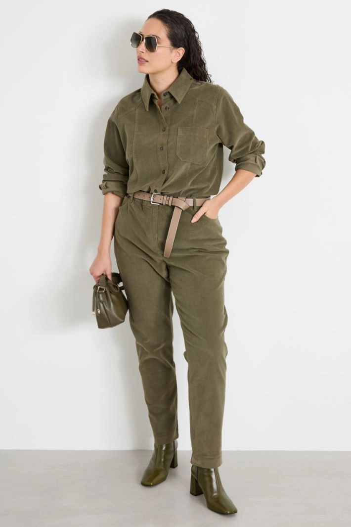 Cotton velvet shirt - KHAKI