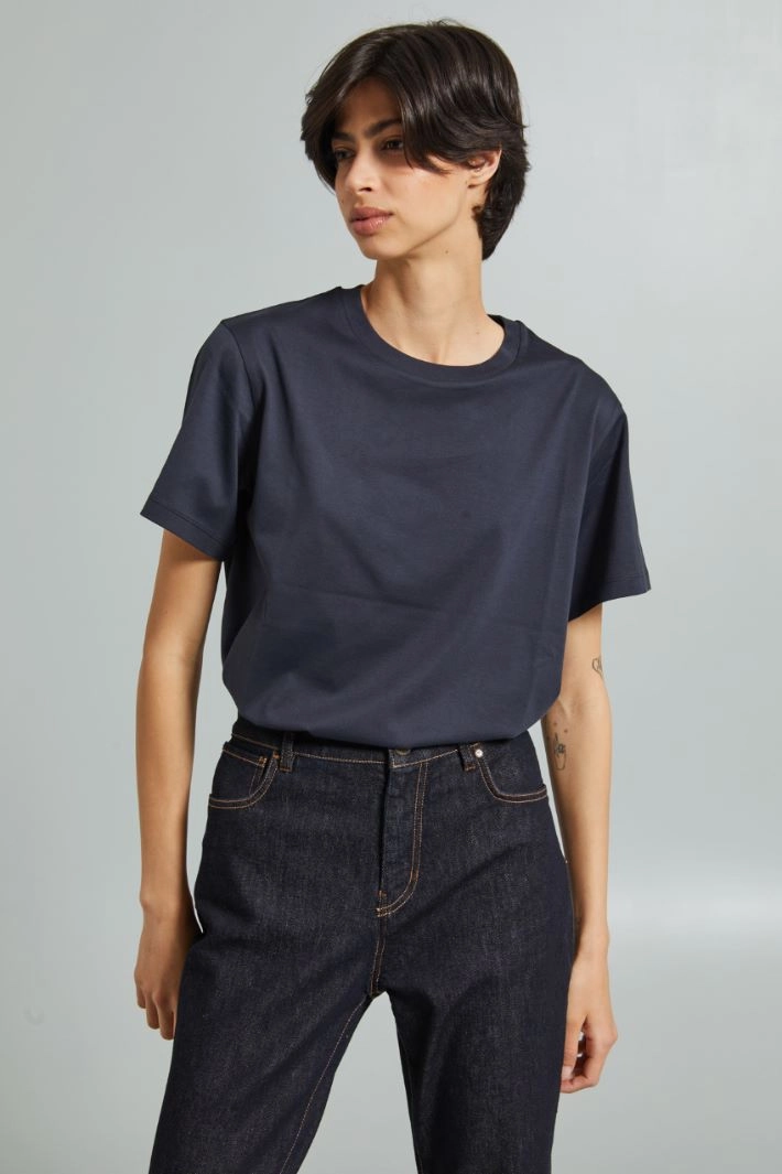 Pure cotton  T-shirt - NIGHT BLUE