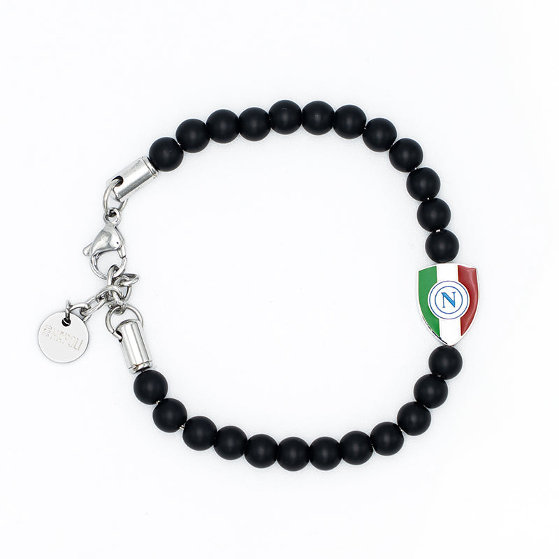 SSC Napoli Scudetto Bracelet with Black Stones