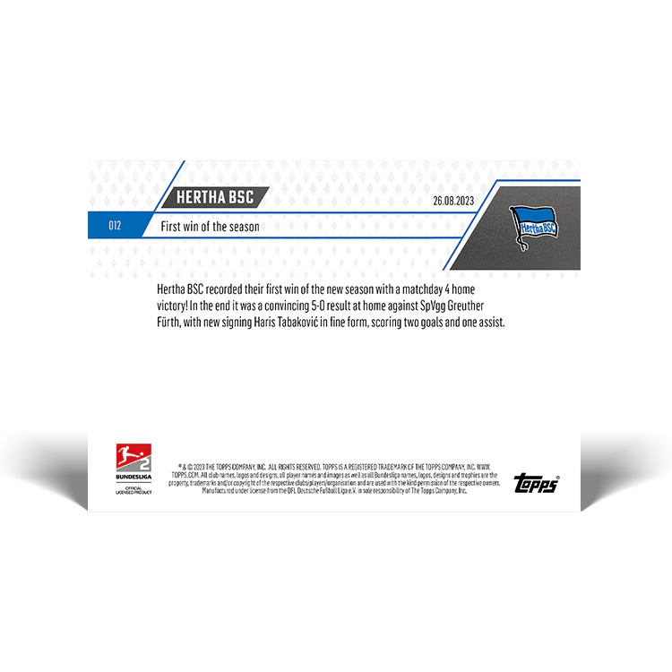 Topps UK - First win of the season - Bundesliga TOPPS NOW® Card #12