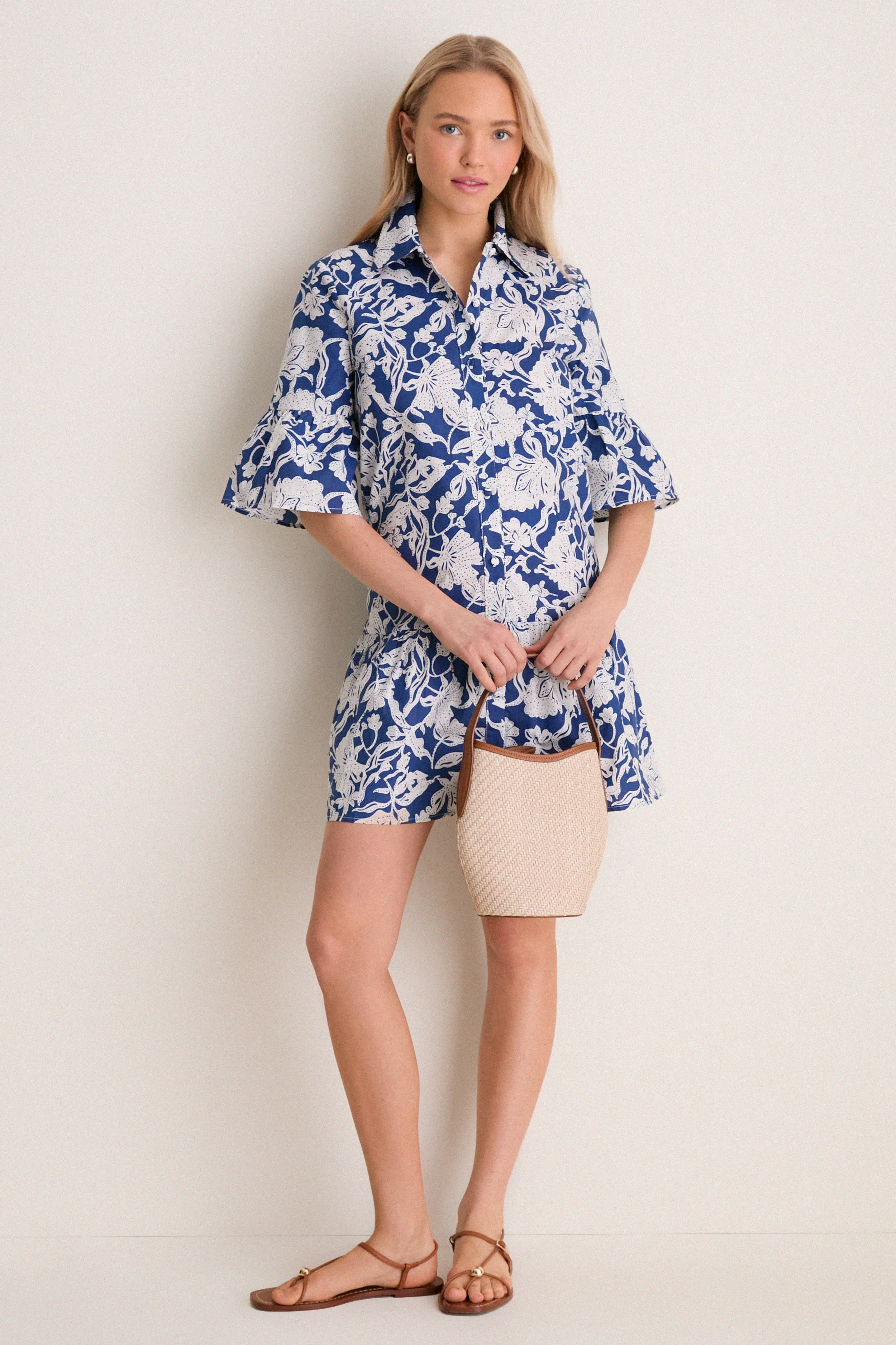 Navy Multi Floral Vera Shirt Dress