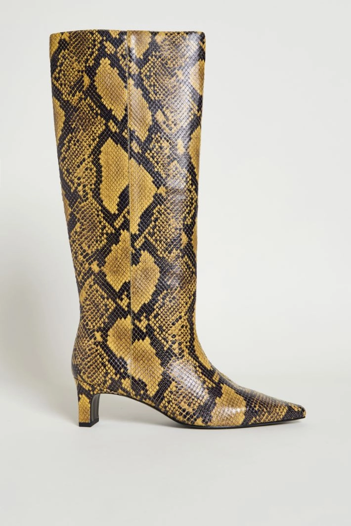 Python-print leather boots - ANIMAL