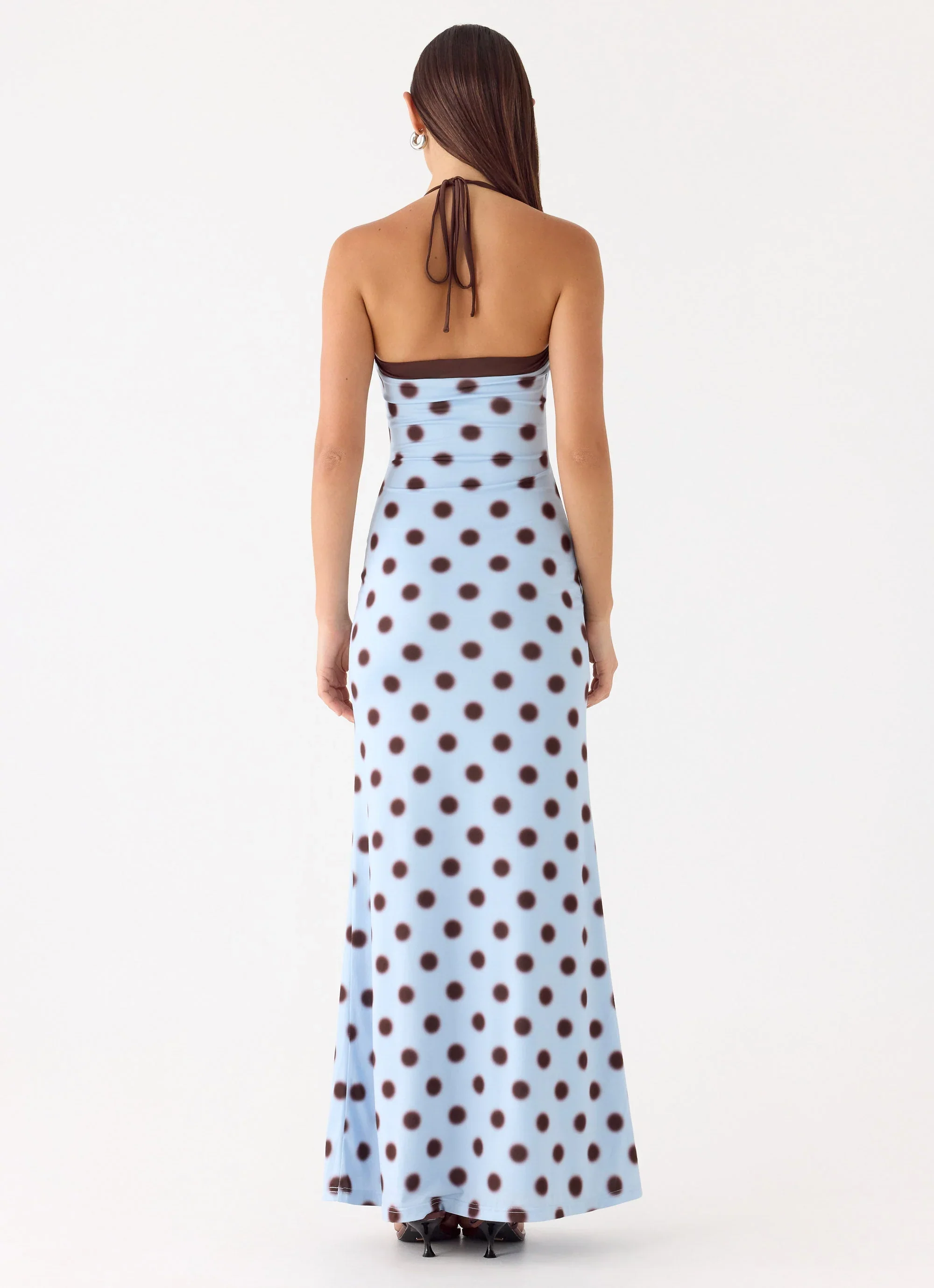 Alessandro Halter Maxi Dress - Blue Mocha Dot