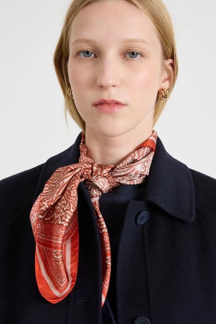 Silk twill scarf - RED BRICK
