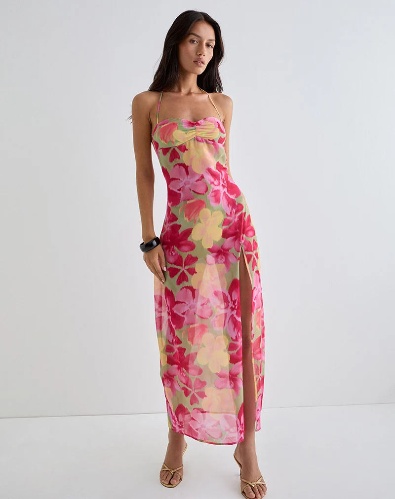 Fasha Maxi Dress in Bold Multi Colour Floral