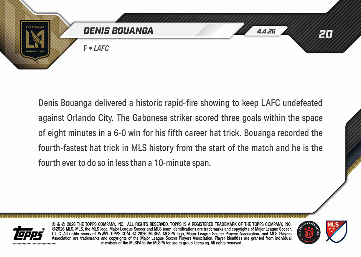 Denis Bouanga - 2026 MLS Topps NOW® - Card 20 - PR: 262