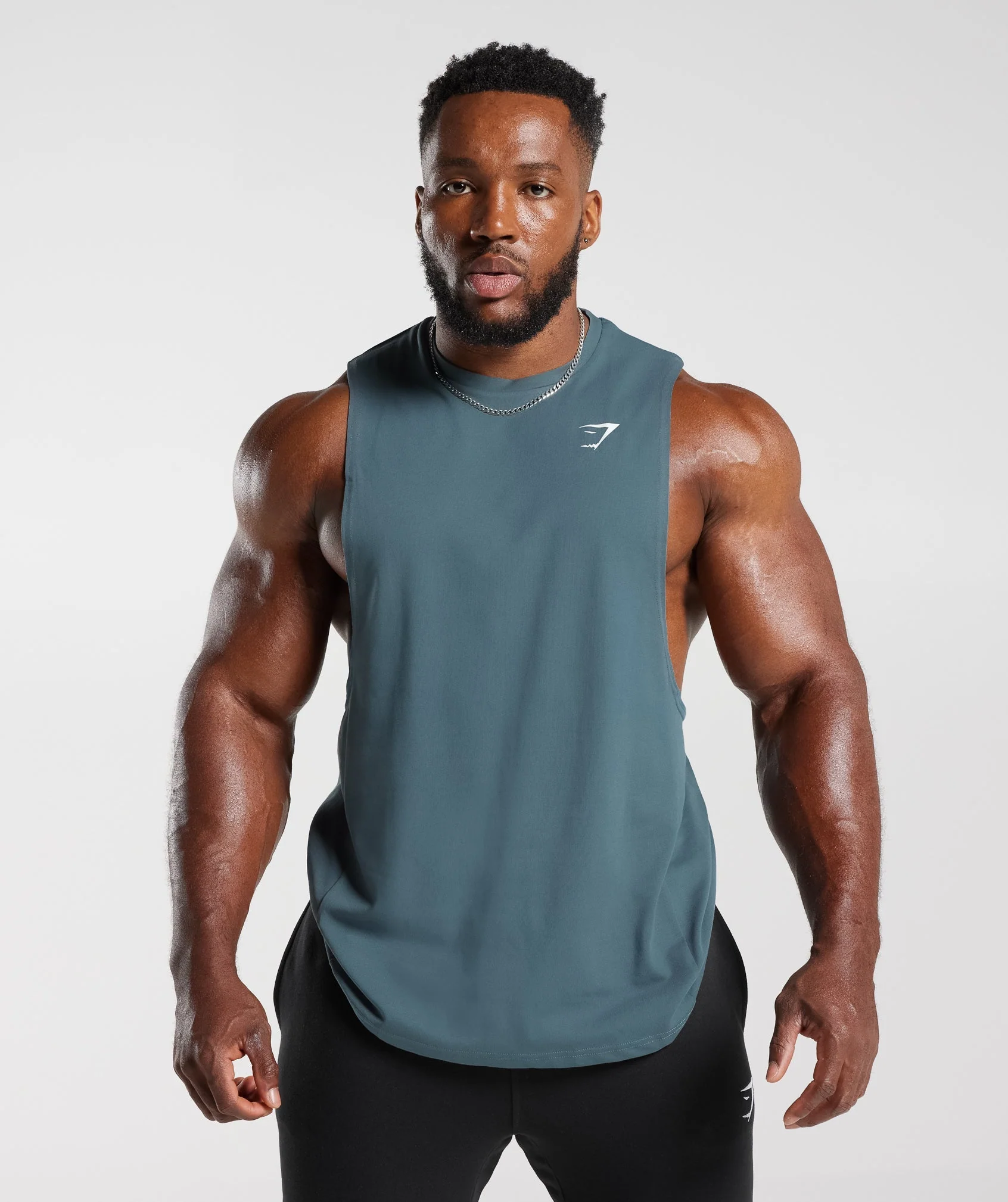 React Drop Arm Tank Denim Teal