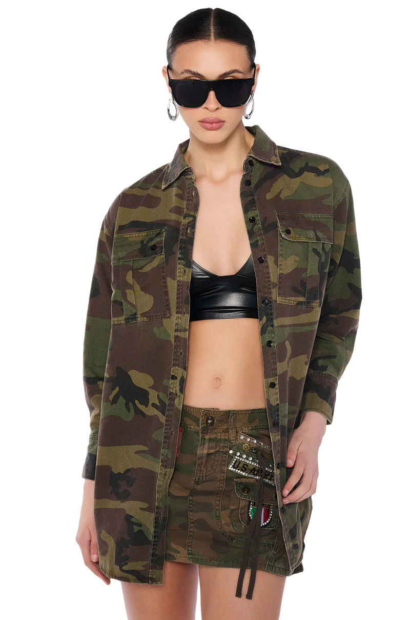 Rough And Rowdy Camo Shirt Dress