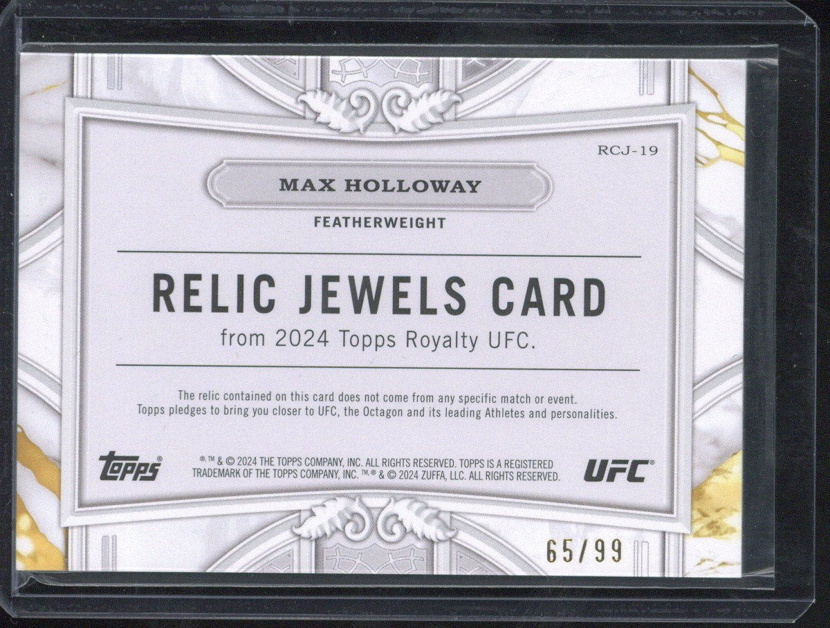 2024 Topps Royalty UFC Max Holloway Relic Jewels Card #RCJ-19