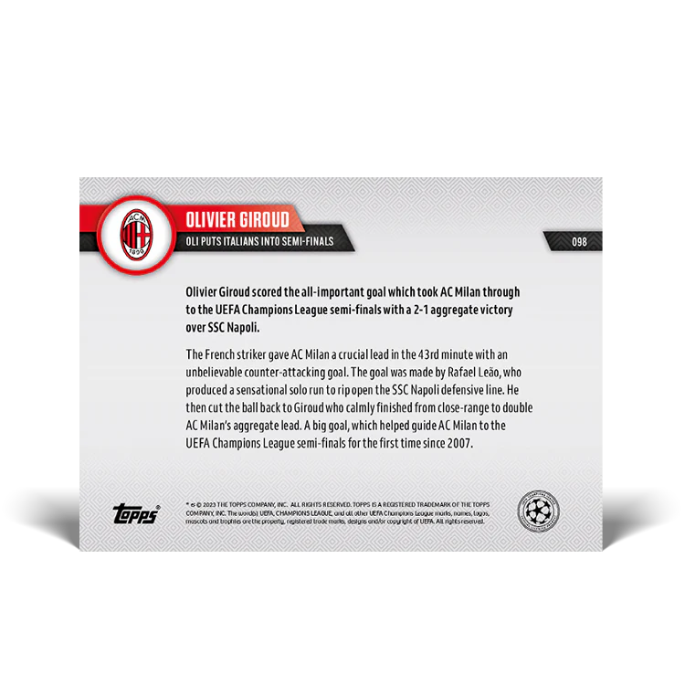 Topps UK - Olly puts Italians into Semi-Finals - UCL TOPPS NOW® Card #98