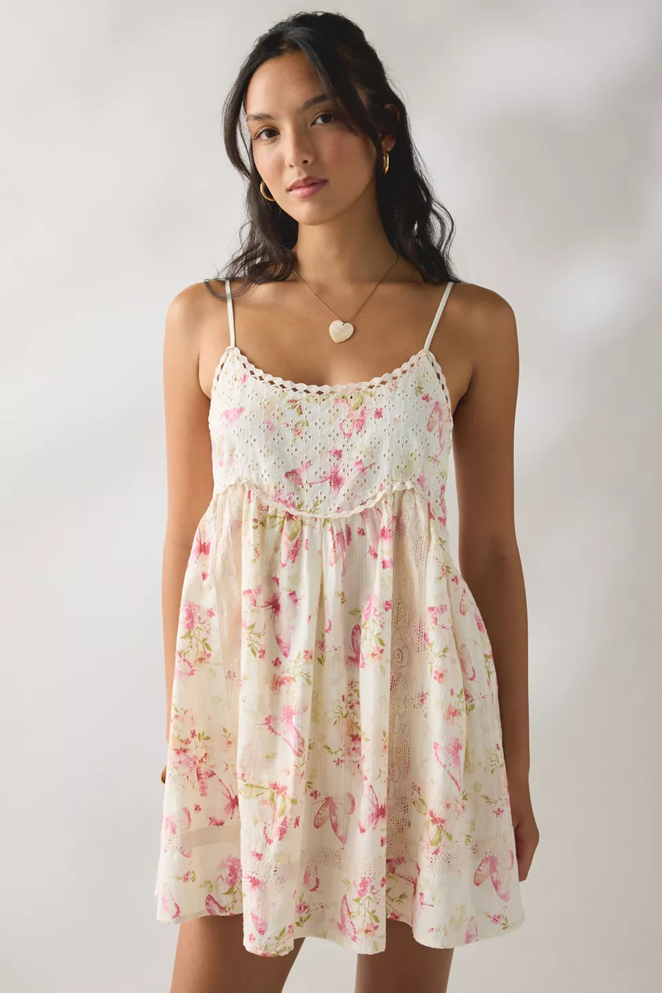 Kimchi Blue Lucky In Lace Tie-Back Babydoll Mini Dress