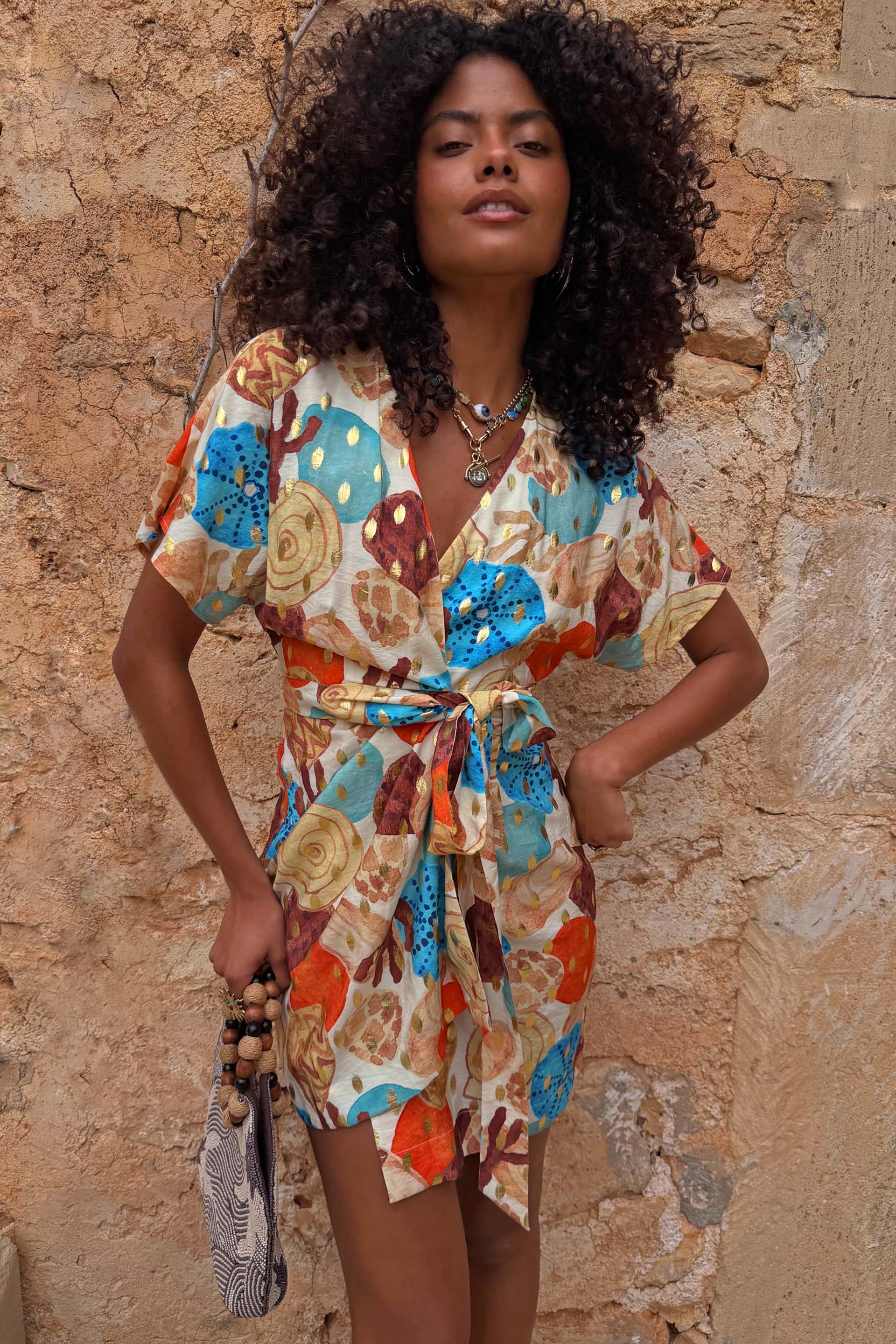 Shell Mini Wrap Dress