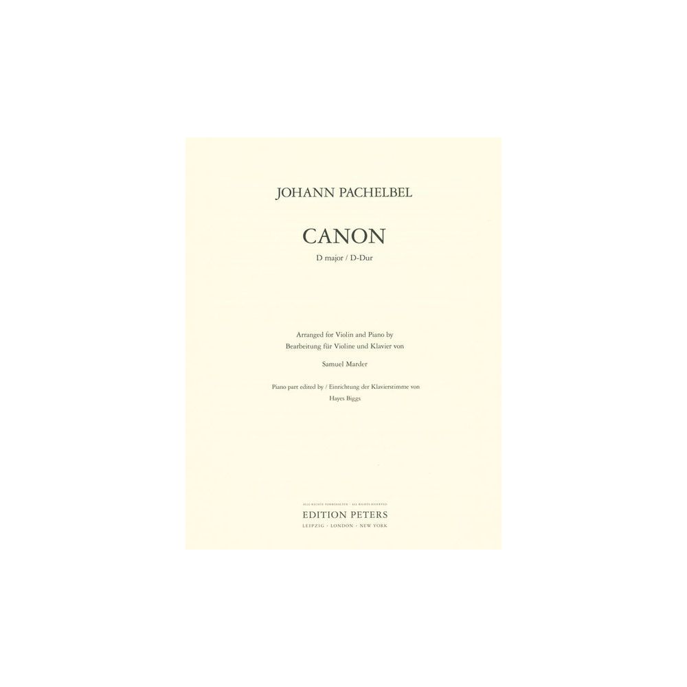 Edition Peters Pachelbel Kanon D