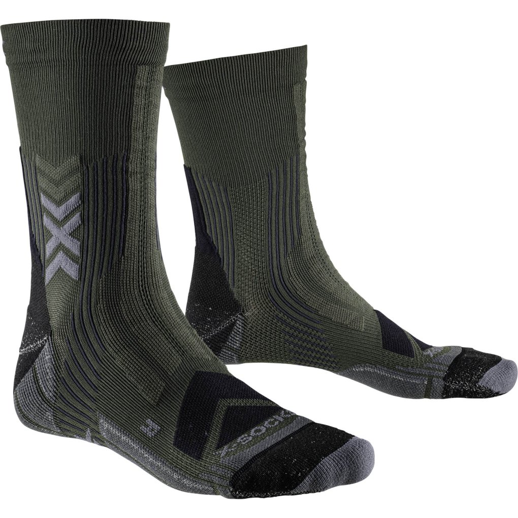 X-Socks Hike Expert Silver Crew Socks - dark sage/black