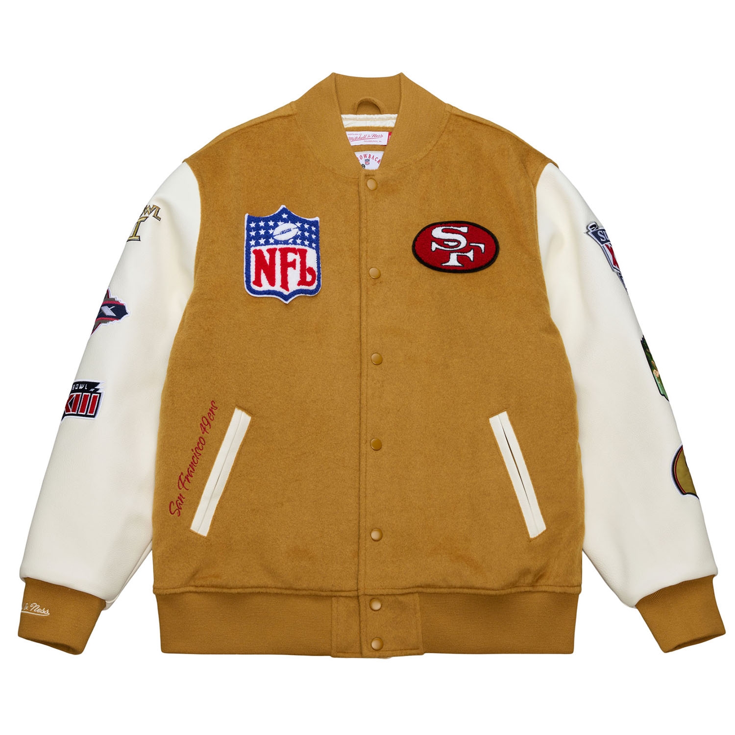 San Francisco 49ers Dusted Varsity NFL Jacket Brown/Cream