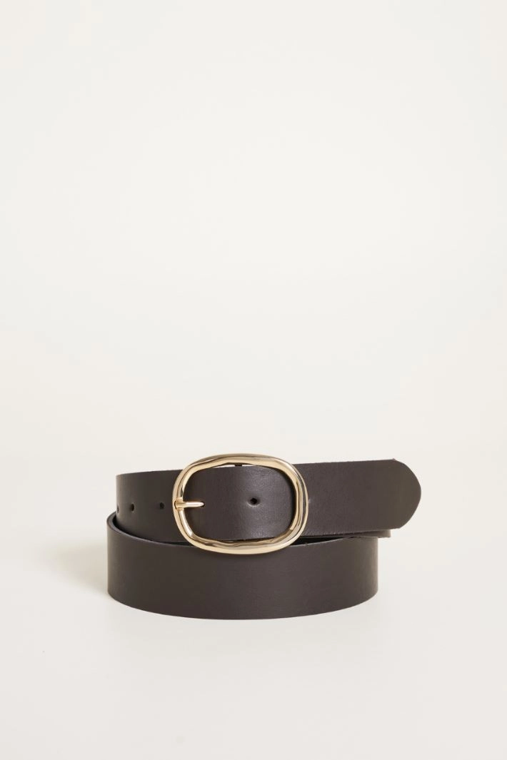 Leather belt - DARK BROWN