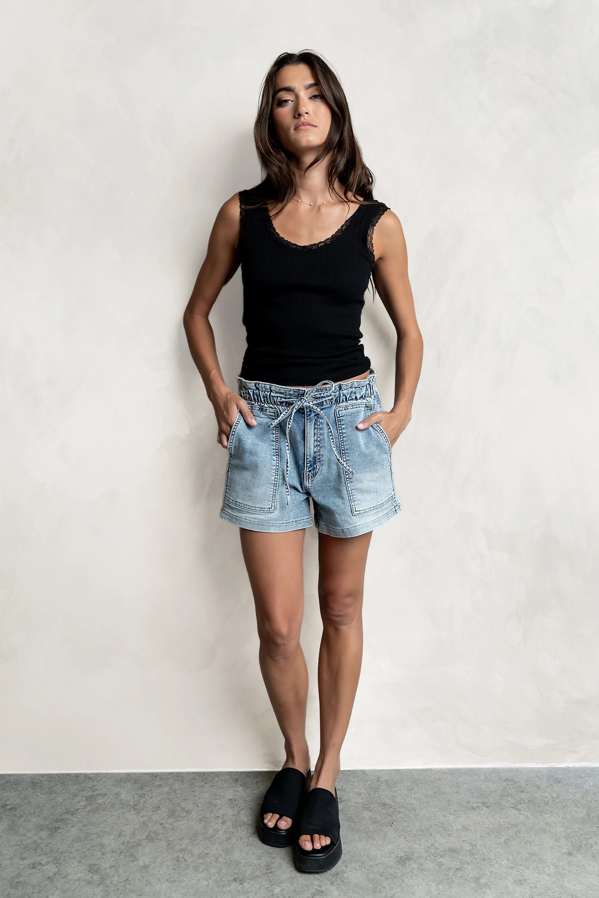 Mackie Lace Trim Tank in Black