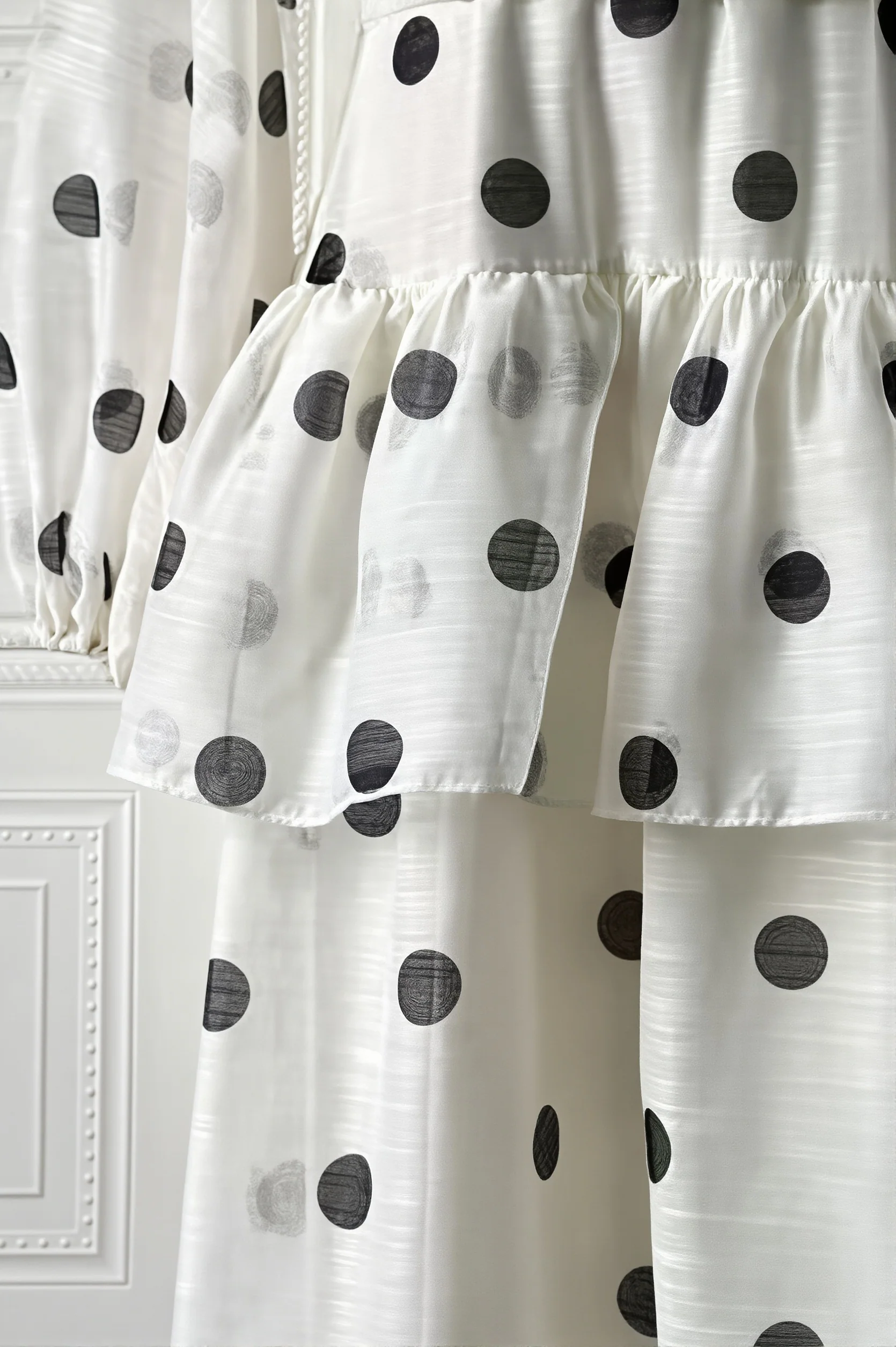 Sheer Polka Dot Long Sleeve Maxi Dress