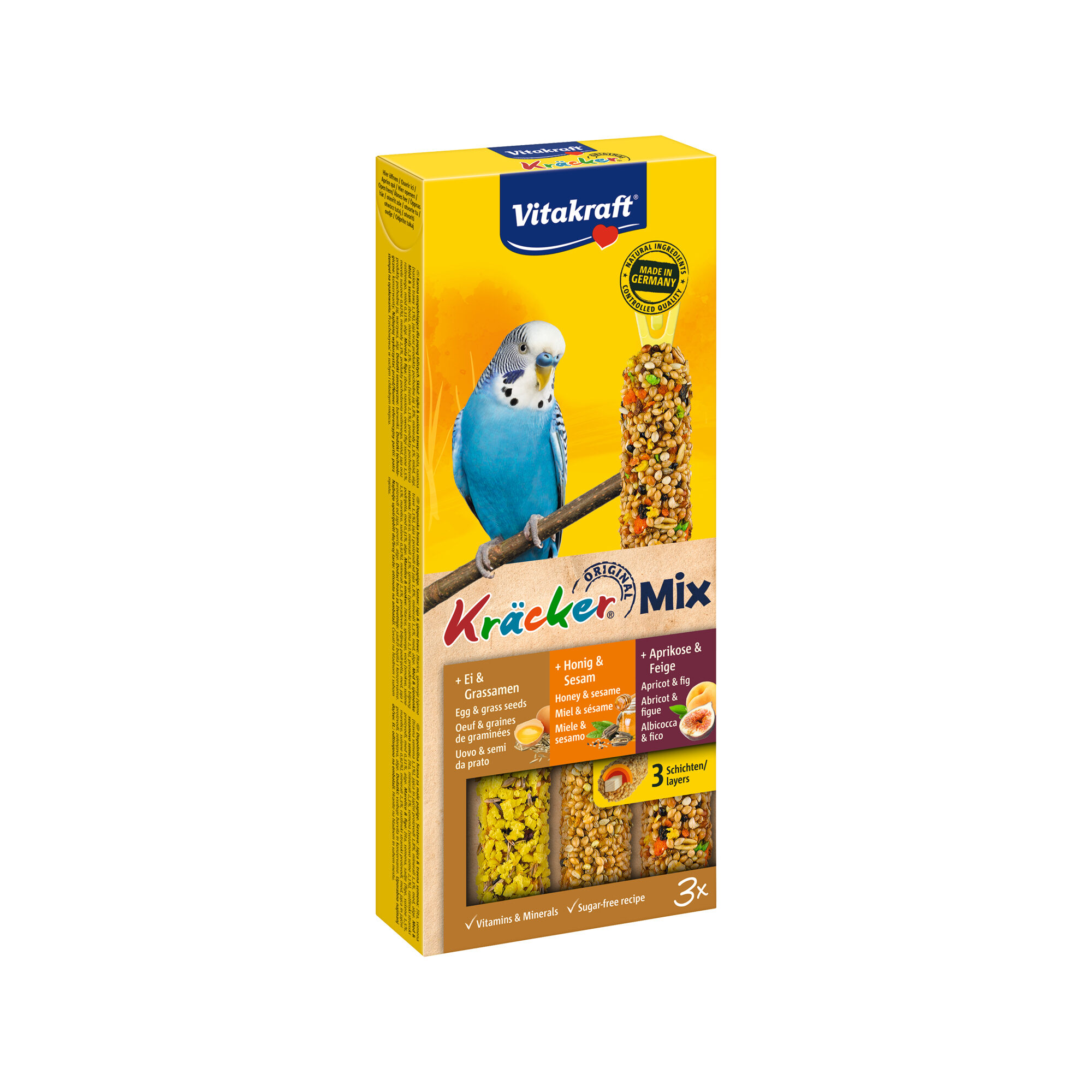Vitakraft Parakeet Cracker Trio-Mix Apricot, Honey & Egg