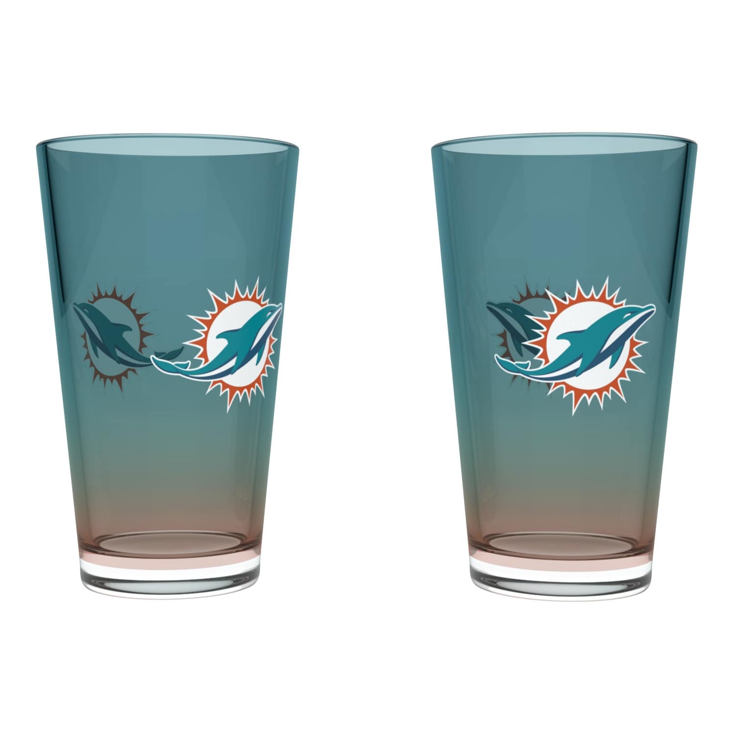Miami Dolphins Team Color NFL Pint Glass Set (2-Piece)