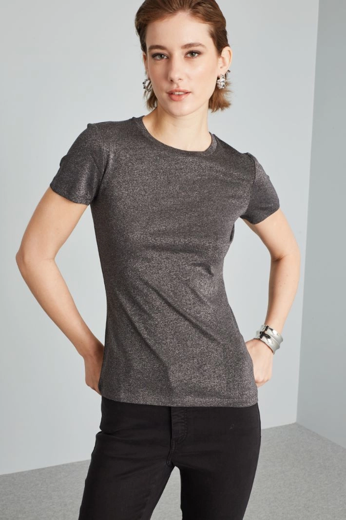 Lurex T-shirt - DARK GREY SILVER