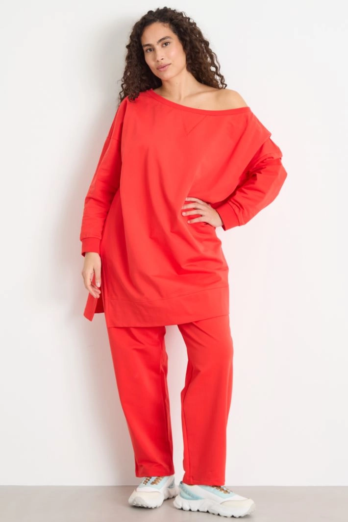 Sweatshirt with slits - RED