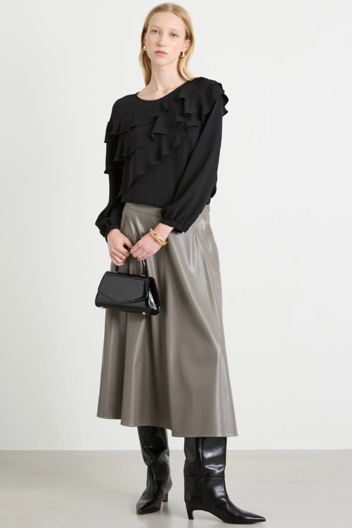 Coated jersey skirt - GREY
