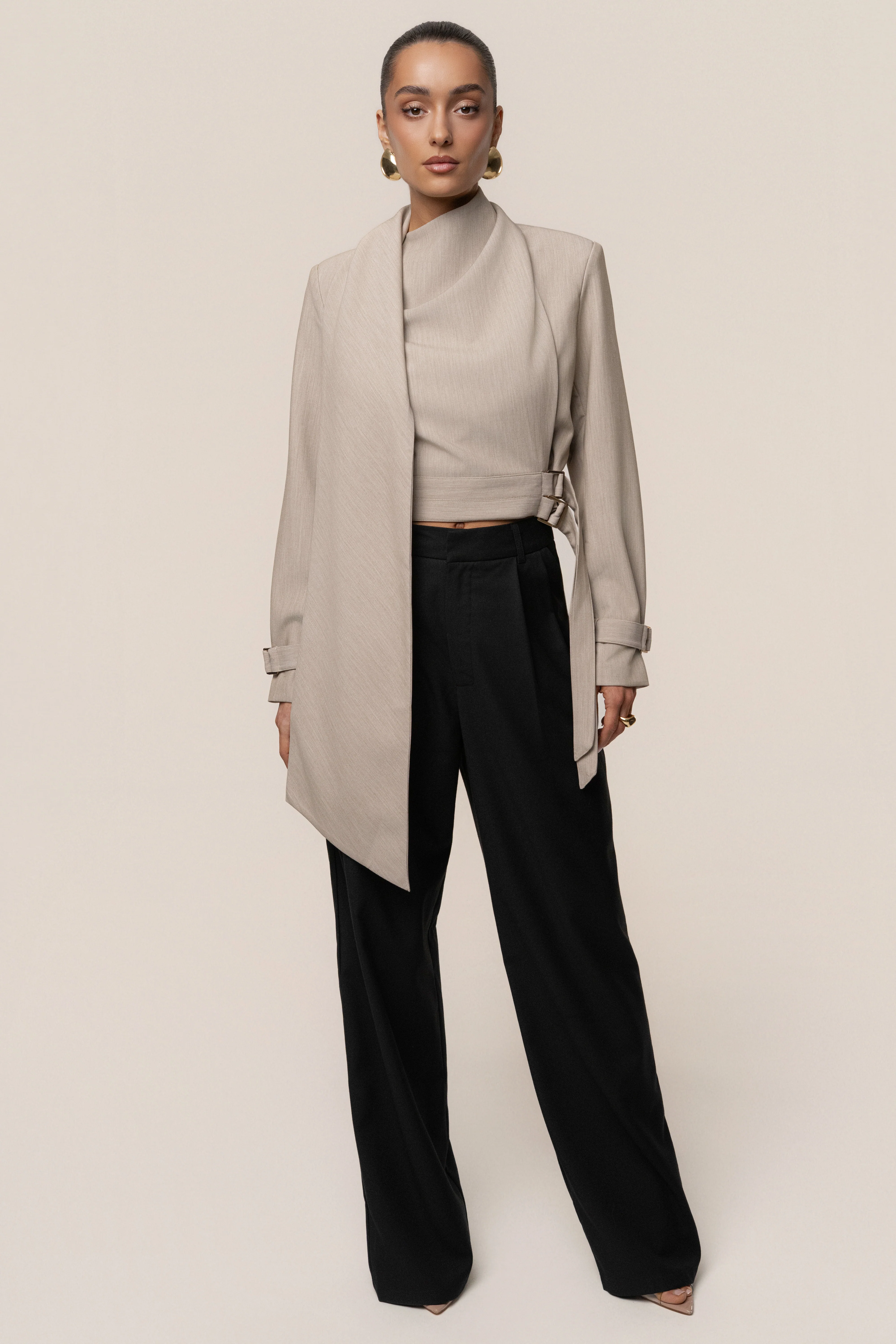 Stone Aligned Scarf Top