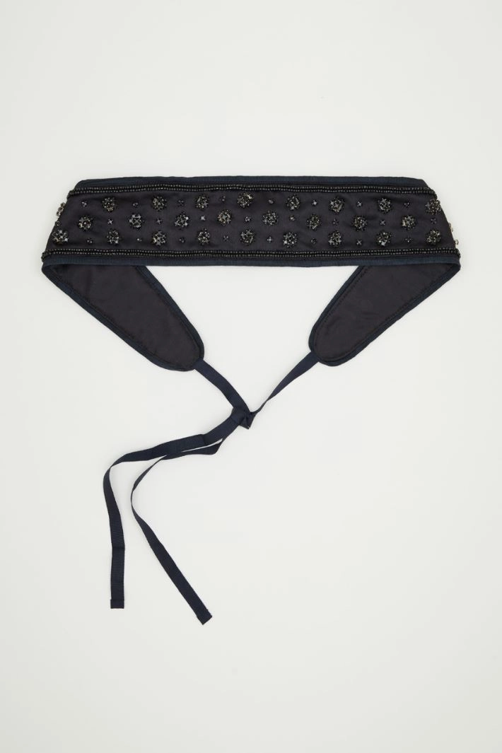 Jewel-embroidered belt - BLACK