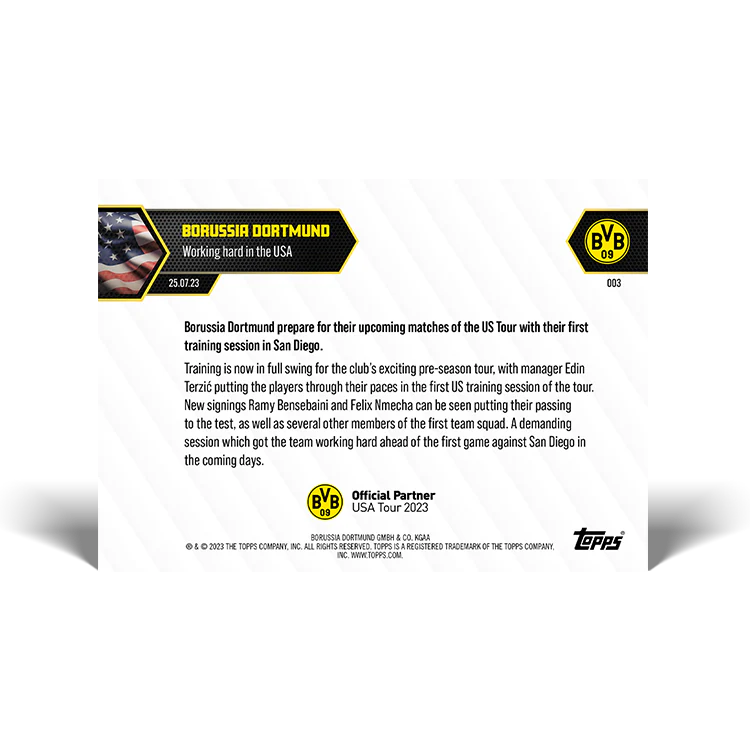 Topps UK - Working hard in the USA - BVB TOPPS NOW® Card #003