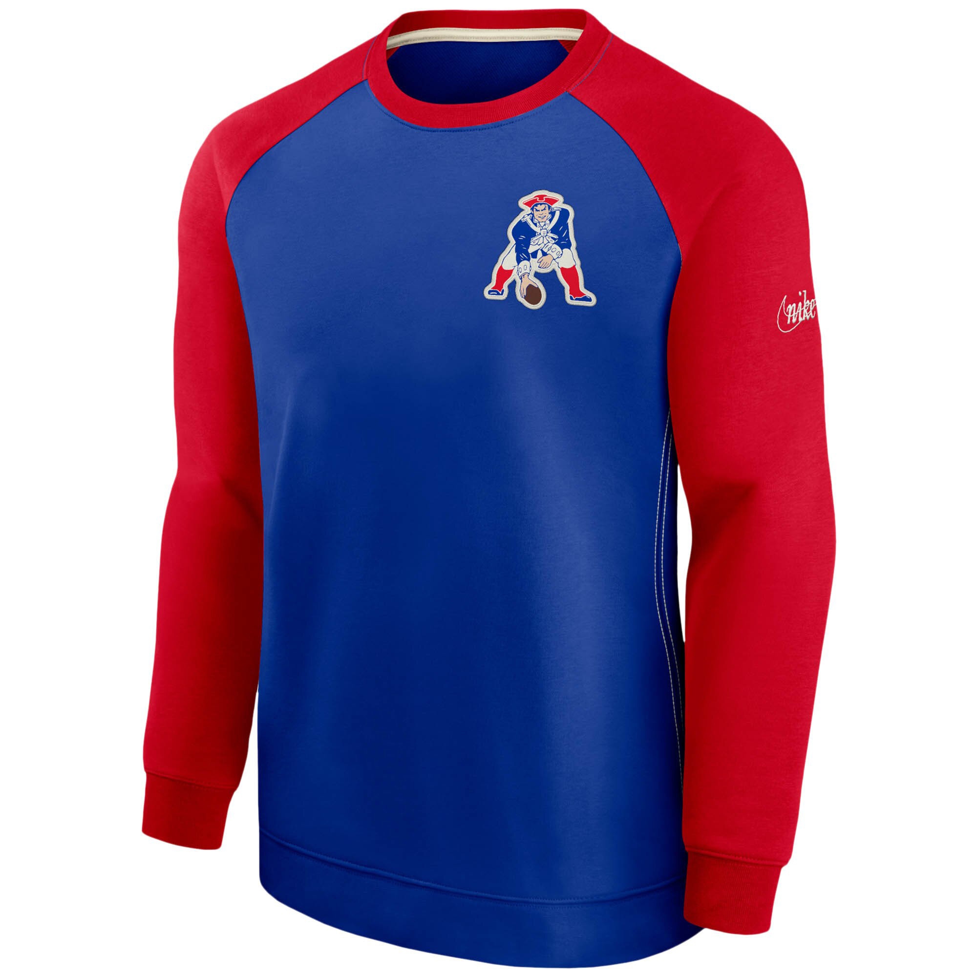 New England Patriots Raglan NFL Throwback Nike Crewneck Pullover