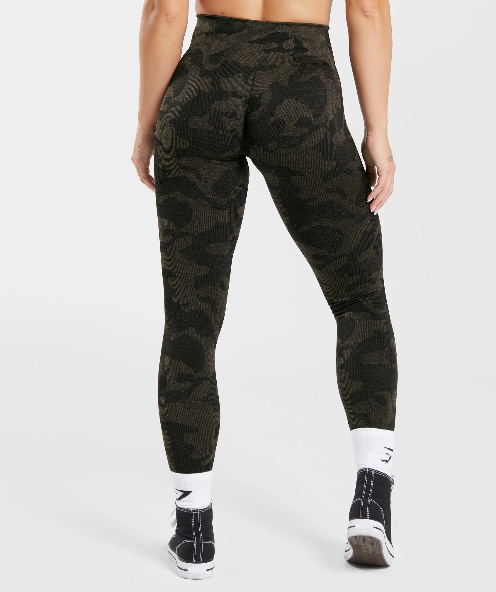 Adapt Camo Seamless Ribbed Leggings Black/Camo Brown