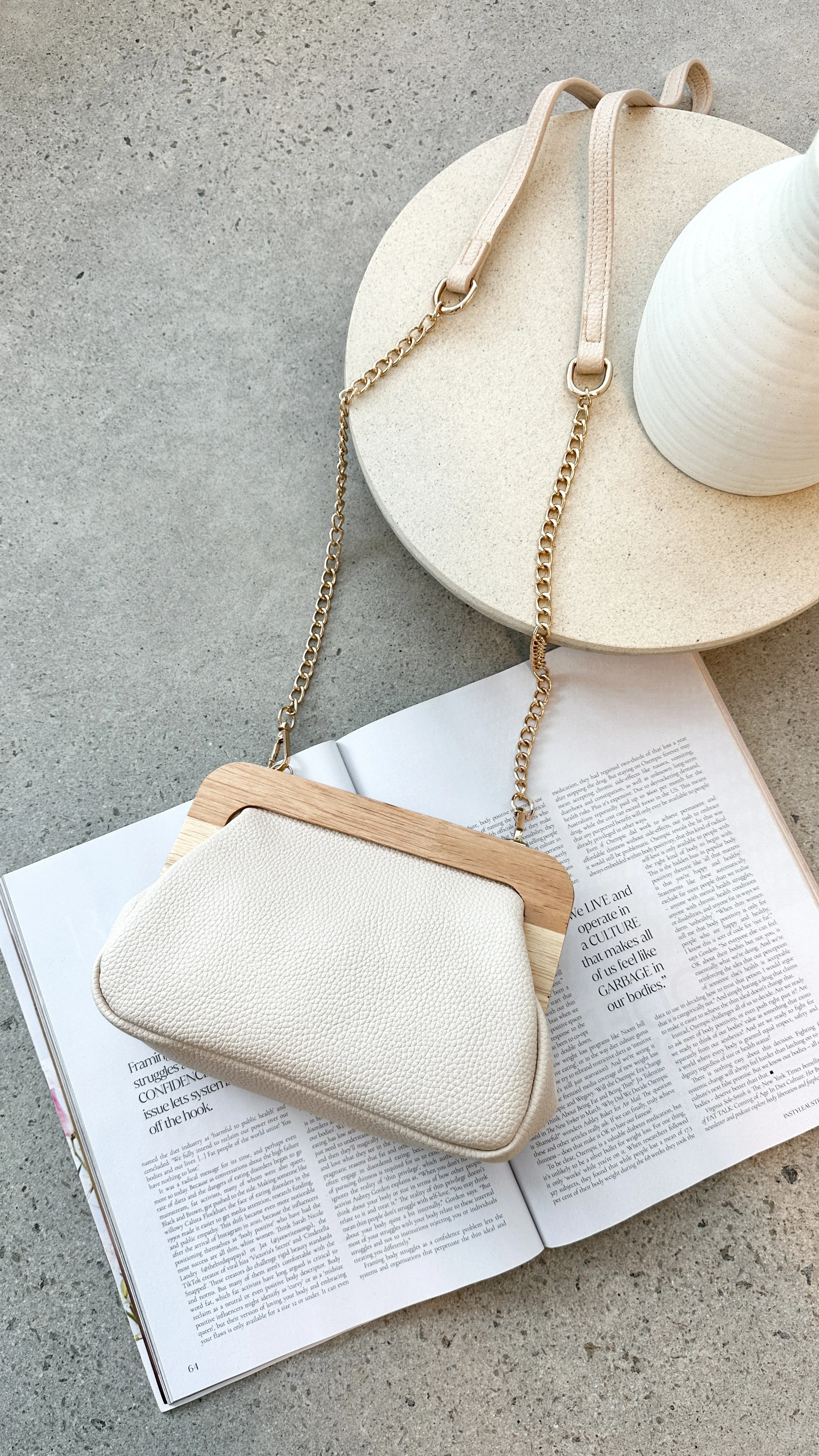 Kimmi Timber Frame Clutch - Nude