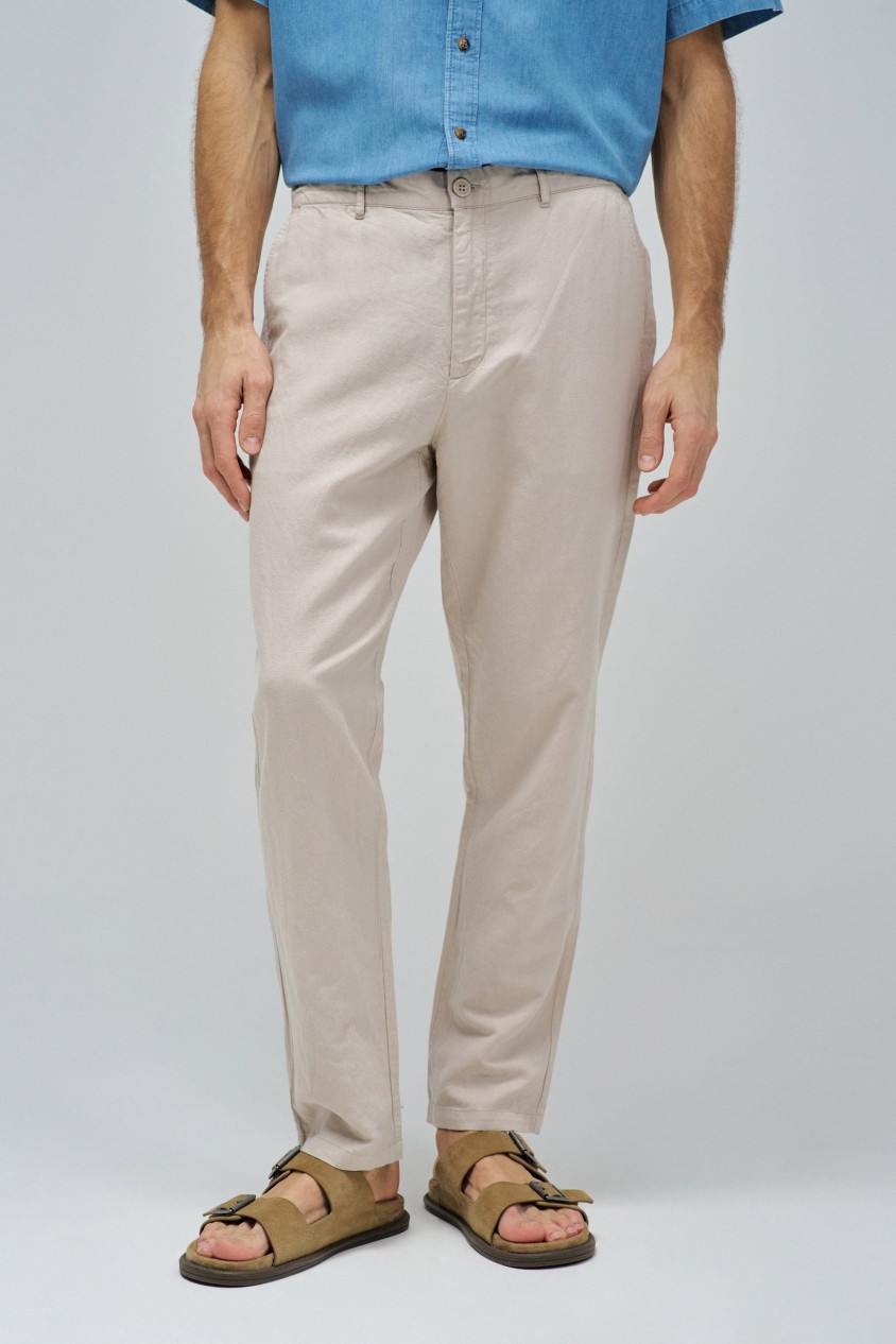 CHINO TROUSERS WITH LINEN BLEND