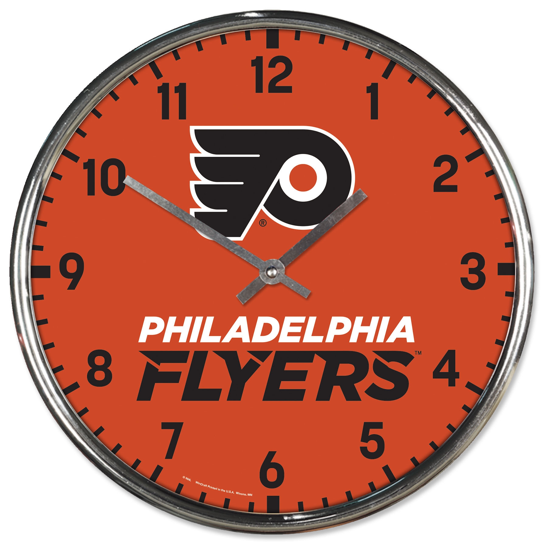 Philadelphia Flyers Chrome NHL Team Design Wall Clock