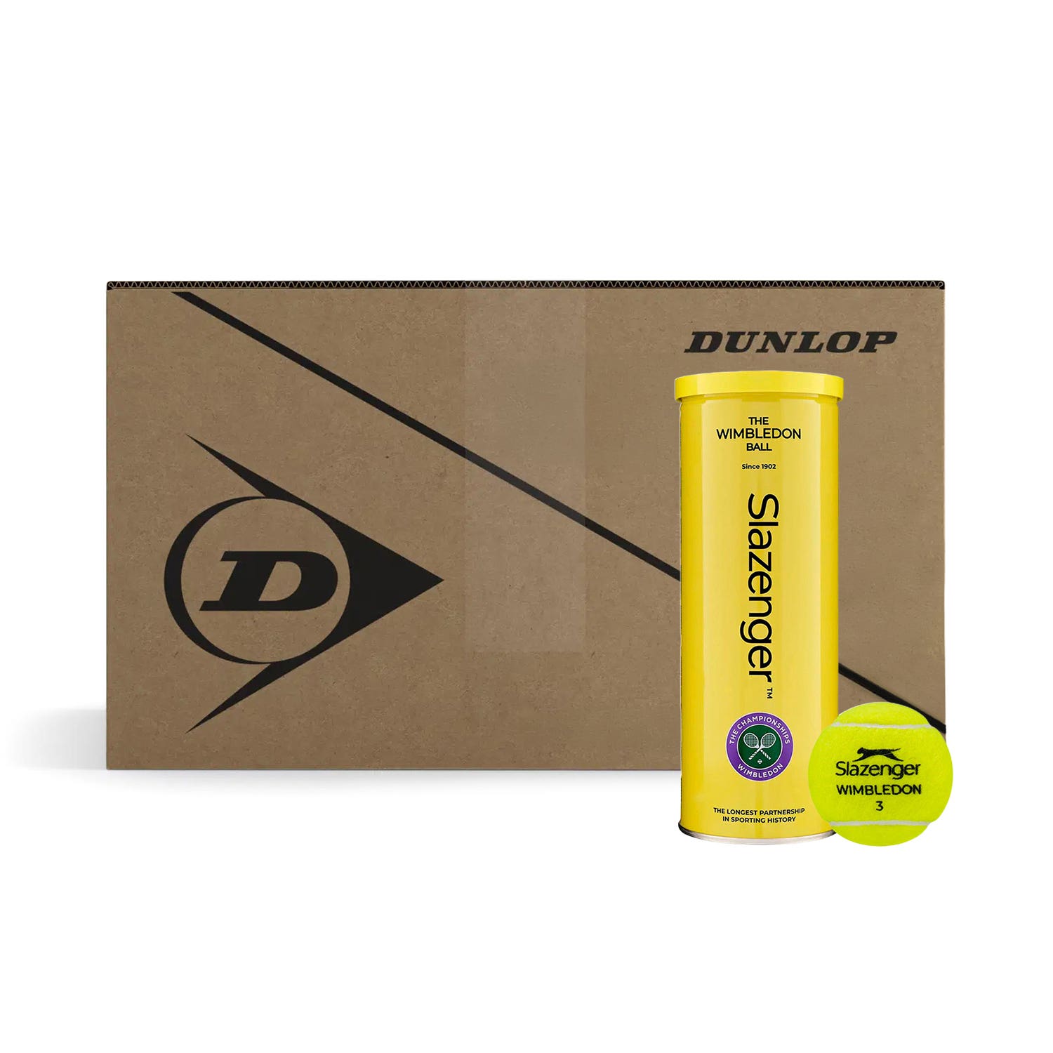 BOX 24 CANS X 3 BALLS DUNLOP WIMBLEDON 3TIN